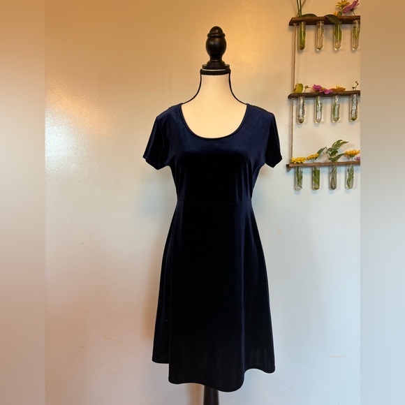 Vintage Dresses & Skirts - Vintage Navy Blue Velvet Dress